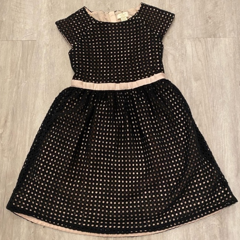 kate spade Black Eyelet Kids Dress with White Trim
